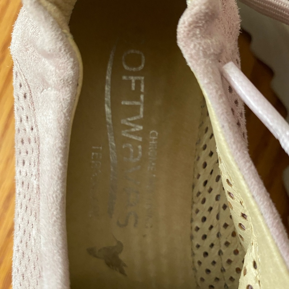 SOFTWAVES Bliss Pink Mauve Perforated Suede Platform Lug Sole Sneakers 38.5 7.5 - Picture 8 of 12